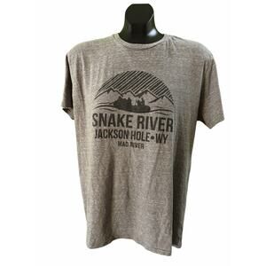 Snake River Jackson Hole WY Graphic Tee Men’s L Gray Delta Ringspun Outdoors Tee